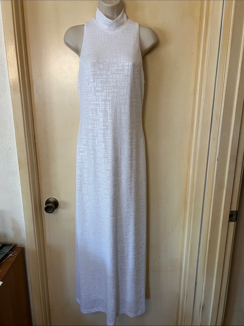 Andrea Polizzi Vintage White Textured Maxi Dress size 4